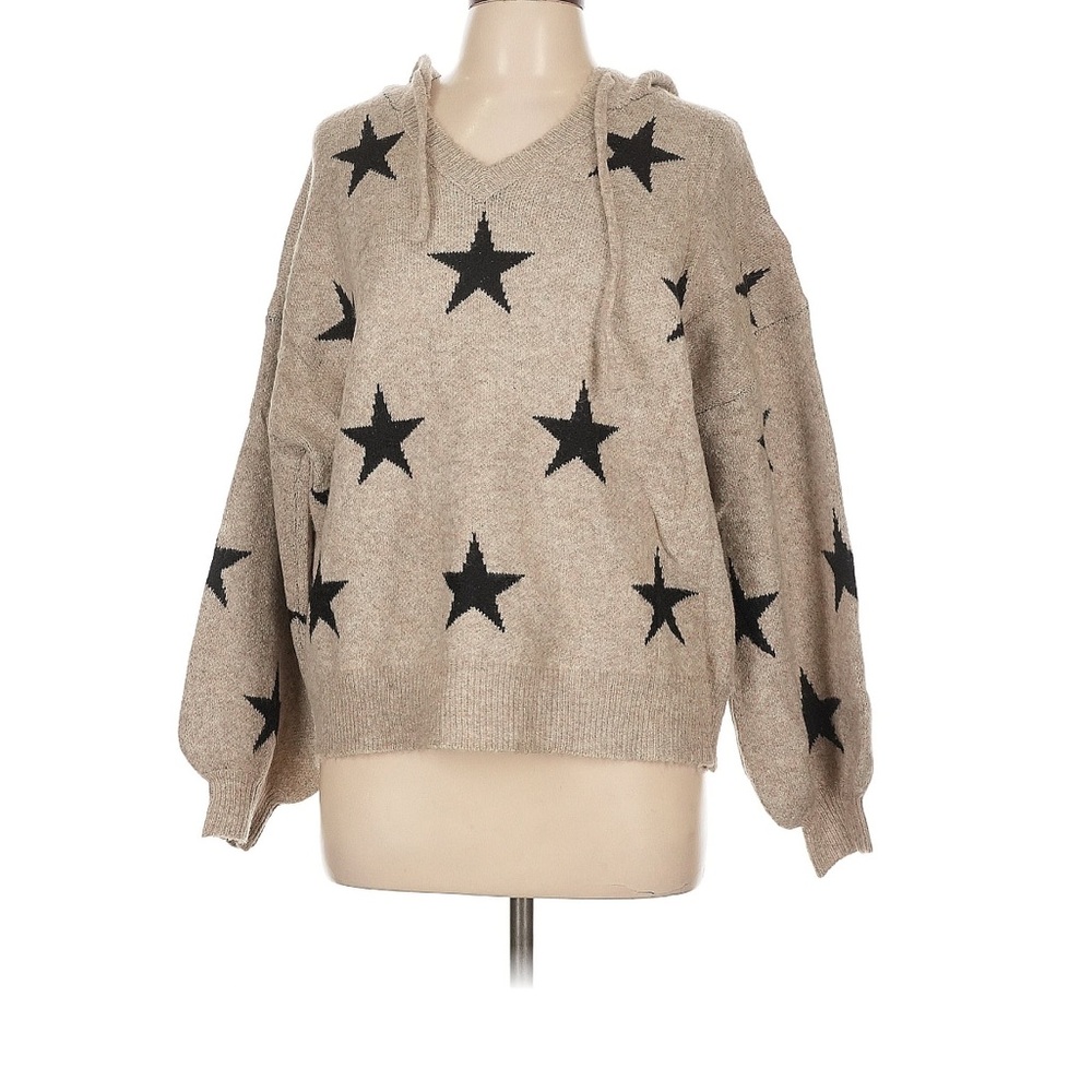 NWT Miracle Star Patterned Beige Hoodie L